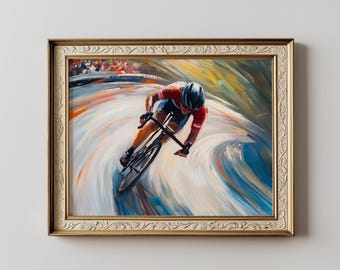 Racing Cyclist Speed Painting, Dynamic Sporty Wall Art, High-Energy Gift (Digital Download)
