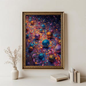宇宙アートプリント、鮮やかな銀河の壁アート、天体プリントのデジタルダウンロード