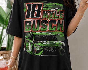 Kyle Busch Vintage NASCAR Shirt | Comfort Colors Racing Tee | Retro Stock Car Graphic Tee for Motorsports Fans