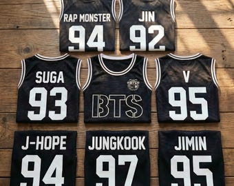 Custom BTS Basketball Members Jersey, Personalized Kpop Group Bangtan Fans Style Jersey, 2026 World Tour Concert Outfit, Gift For Army