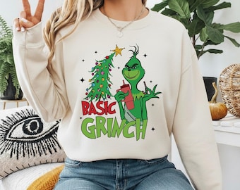 Vintage Basic Grinch Christmas Shirt,Classic Grinch Inspired Print Christmas Sweatshirt,Funny Christmas Shirt,Retro Movie Christmas Sweater