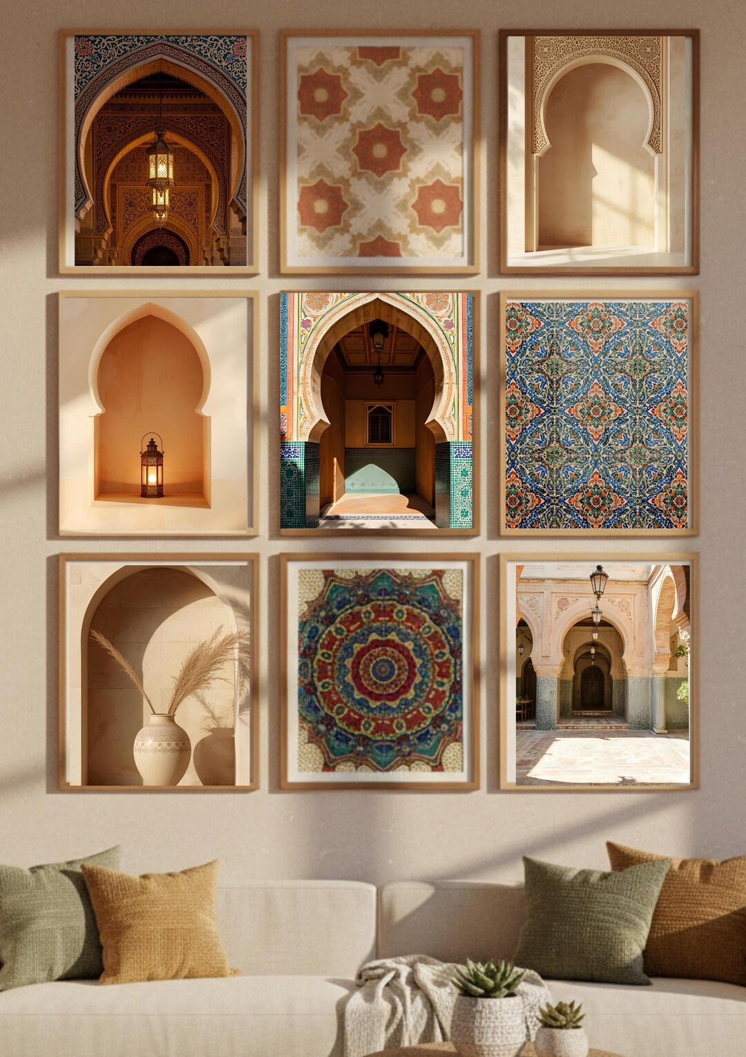 Set of 9 Modern Moroccan Arch Islamic Wall Art: Islamic Home Decor ...