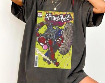 Camiseta Spider Punk de Comfort Colors, camiseta Spiderman, camiseta Spider Boy, camiseta Spider Girl, camiseta Punk Hero, Spiderman Across