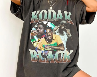 コンフォートカラーズ コダック ブラック Tシャツ：レトロ ヒップホップ グラフィック Tシャツ