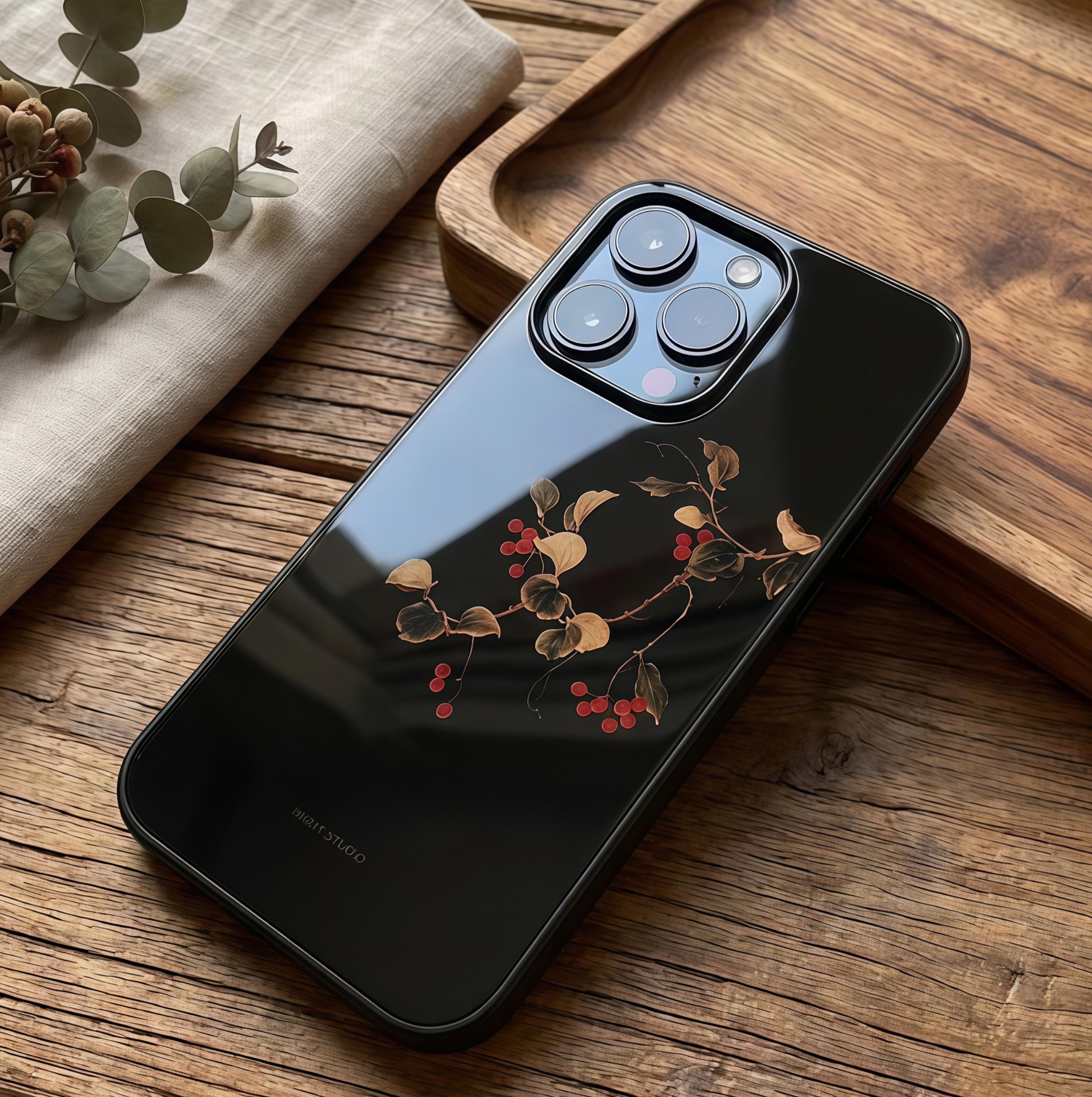 Raspberry Iphone Picture Raspberry Floral iPhone Case, Retro Ink Painting, Tempered Glass - Etsy