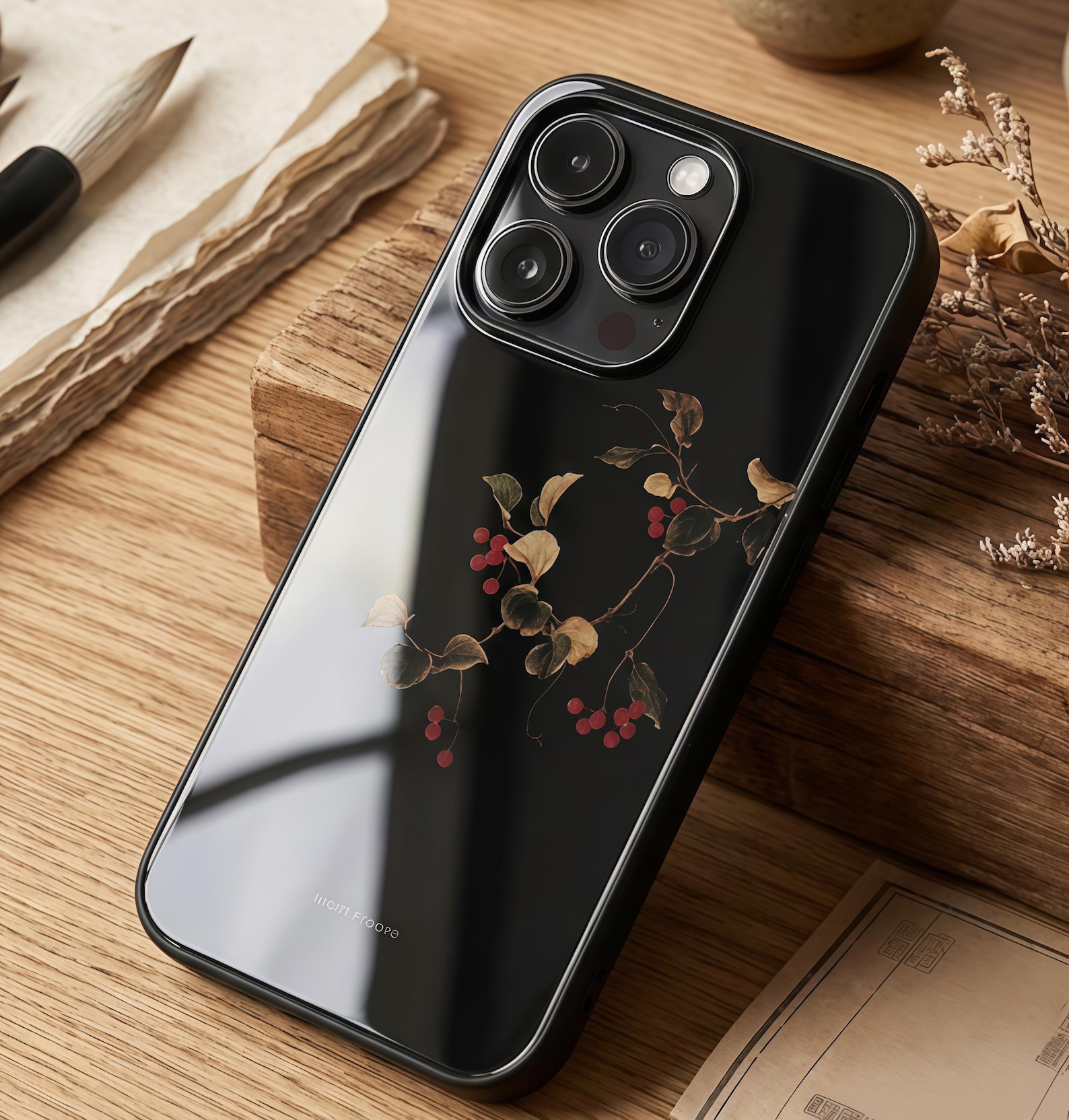 Raspberry Iphone Picture Raspberry Floral iPhone Case, Retro Ink Painting, Tempered Glass - Etsy