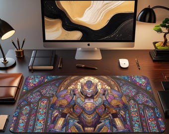 TKG Krabbeldecke Kompatibel mit Gundam Kartenspiel | Inoffizielle Gundam Krabbeldecke | Stained Glass Mecha Themed Tcg Spielmatte | TKG Accessories 14"x24"