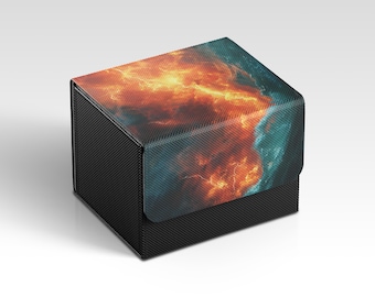 MTG Deckbox | Fiery Flames Themed TCG Deckbox | Unofficial MTG Deckbox | Trading Card Game Accessories | Gifts for Gamers