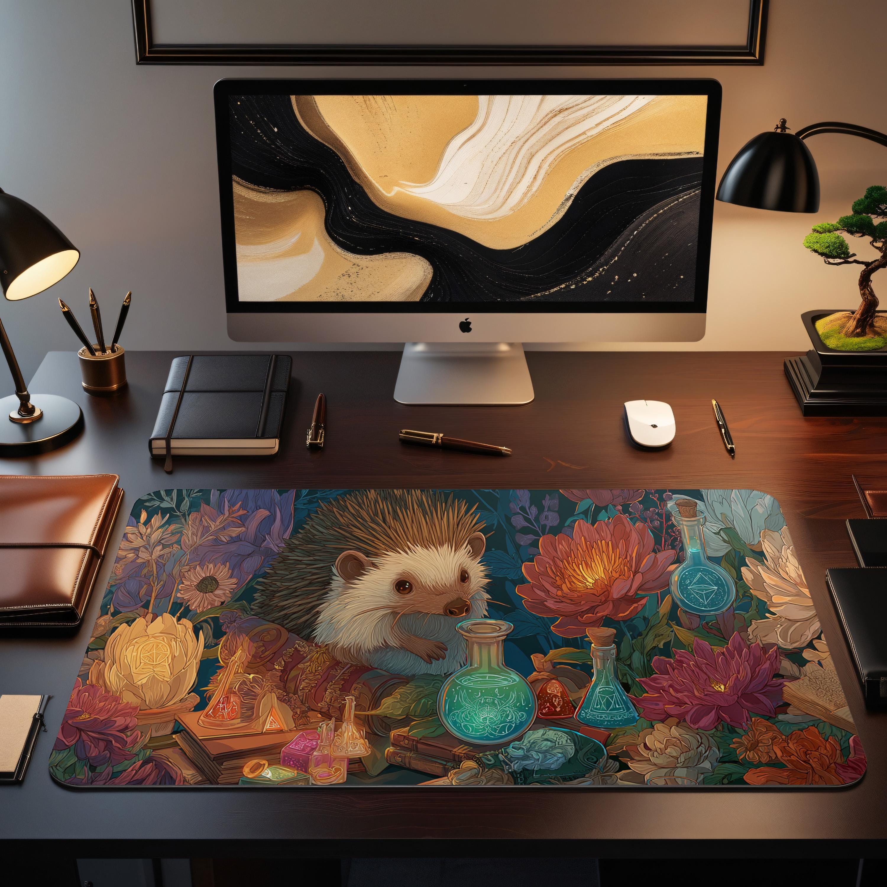 Hedgehog Alchemist MTG Mat | Clever Animal Potion Maker