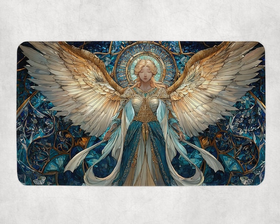 MTG Playmat | Stained Glass Angel Themed Playmat | Unofficial MTG