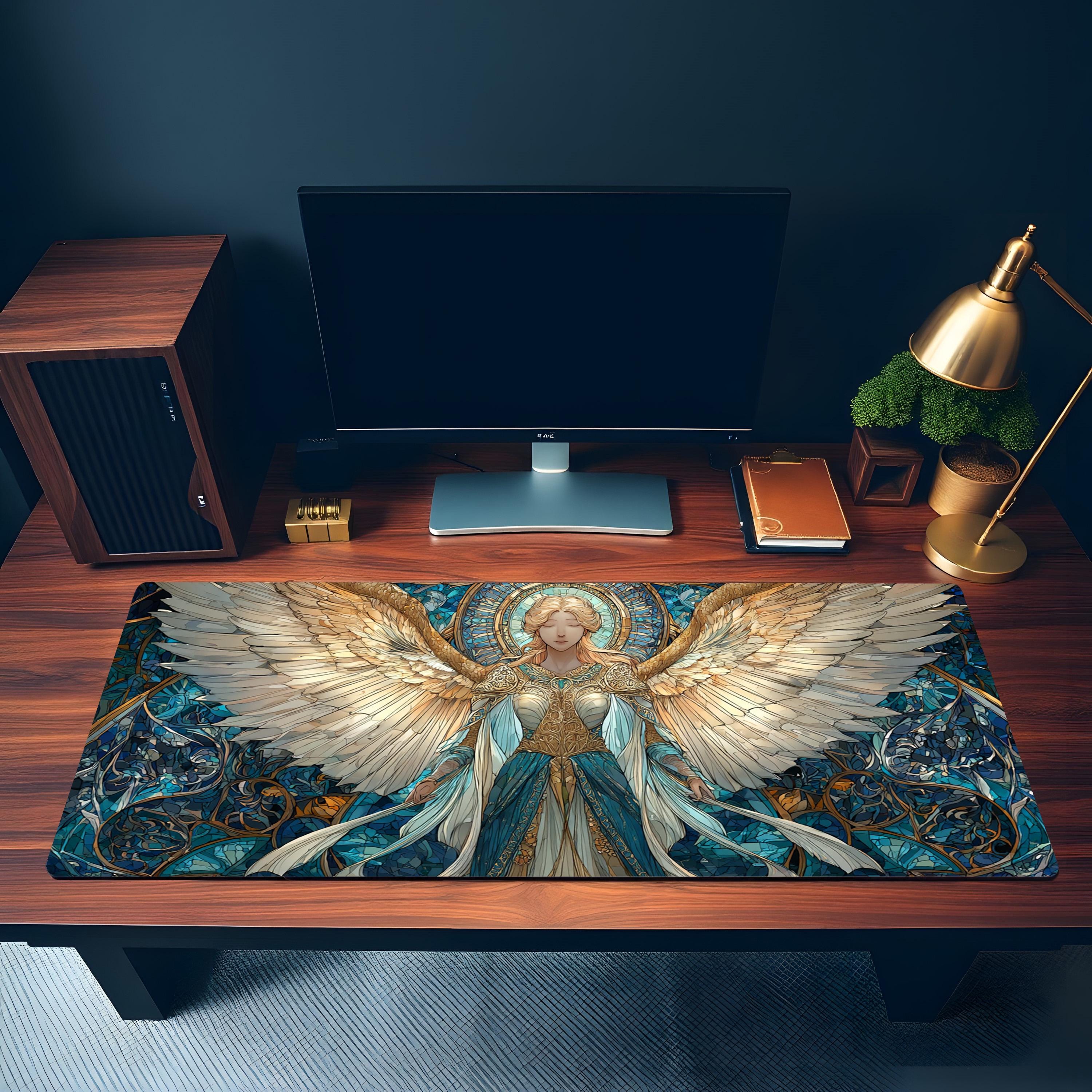 MTG Playmat | Stained Glass Angel Themed Playmat | Unofficial MTG