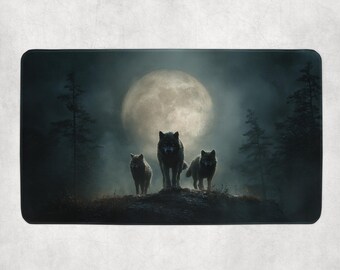 Wolf Alpha Moonrise-themaspeelmat | Niet-officiële MTG-speelmat | Cadeau voor gamers | 14 x 24 inch