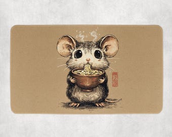 Mouse Eating Ramen Japanese Themed Playmat | Unofficial MTG Playmat | Gift for Gamers | 14"x24"