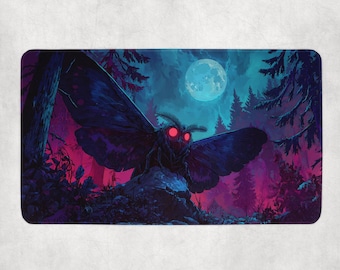 MTG Playmat | 80's Moth Horror Themed TCG Playmat | Unofficial MTG Playmat | Trading Card Game Accessories | Gifts for Gamers 14"x24"
