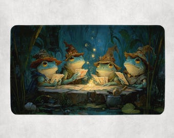 MTG Playmat | Wizard Frogs Playing Cards Themed Playmat | Unofficial MTG Playmat | Gift for Gamers | 14"x24"