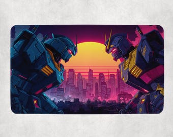 Gundam Playmat | Unofficial Gundam Playmat | Cyberpunk Showdown Mecha Themed TCG Playmat | TCG Accessories 14"x24"