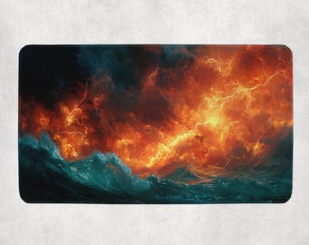MTG Playmat | Fiery Flames Themed Playmat | Unofficial MTG Playmat | Gift for Gamers | 14"x24"