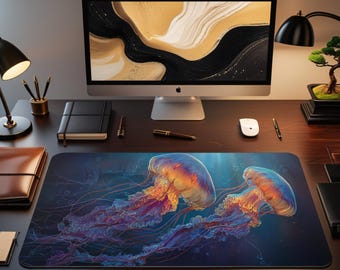 MTG Playmat | Jellyfish Desk Mat | Ocean Themed Playmat | Unofficial MTG Playmat | Gamer Girl Gifts | 14"x24"