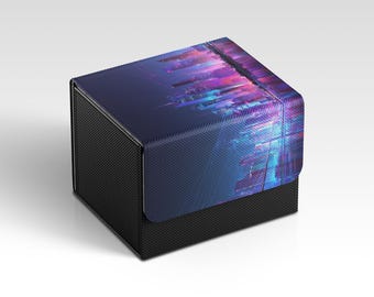 MTG Deckbox | Futuristic Neon City Themed TCG Deckbox | Unofficial MTG Deckbox | Trading Card Game Accessories | Gifts for Gamers