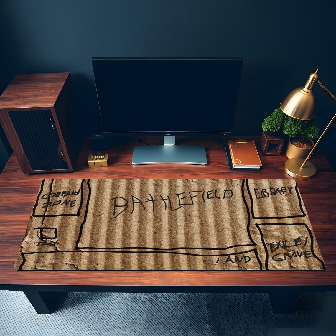 MTG Playmat With Zones Cardboard Style Battlefield Layout 14x24 ...