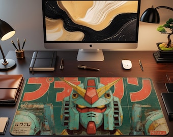 TCG Playmat compatible with Gundam Card Game | Unofficial Gundam Playmat | Newspaper Mecha Themed TCG Playmat | TCG Accessories 14"x24"