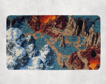 MTG Playmat | Retro Pixel Mountain Themed Playmat | Unofficial MTG Playmat | Gift for Gamers | 14"x24"