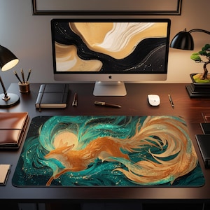 MTG Playmat | Nine Tails Fox Themed Playmat | Pink Sky Mouse Pad | Unofficial MTG Playmat | Gift for Gamers | 14&quot;x24&quot;