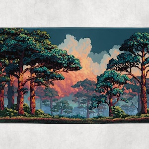 MTG Playmat | Pixel Forest Themed Playmat | Unofficial MTG Playmat | Gift for Gamers | 14&quot;x24&quot;