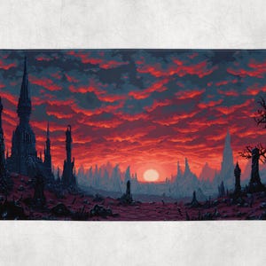 MTG Playmat | Pixel Grixis Themed Playmat | Unofficial MTG Playmat | Gift for Gamers | 14&quot;x24&quot;