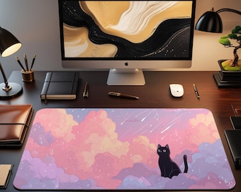 MTGプレイマット 猫、かわいい紫色のTCGプレイマット、ゾーン付きMTG