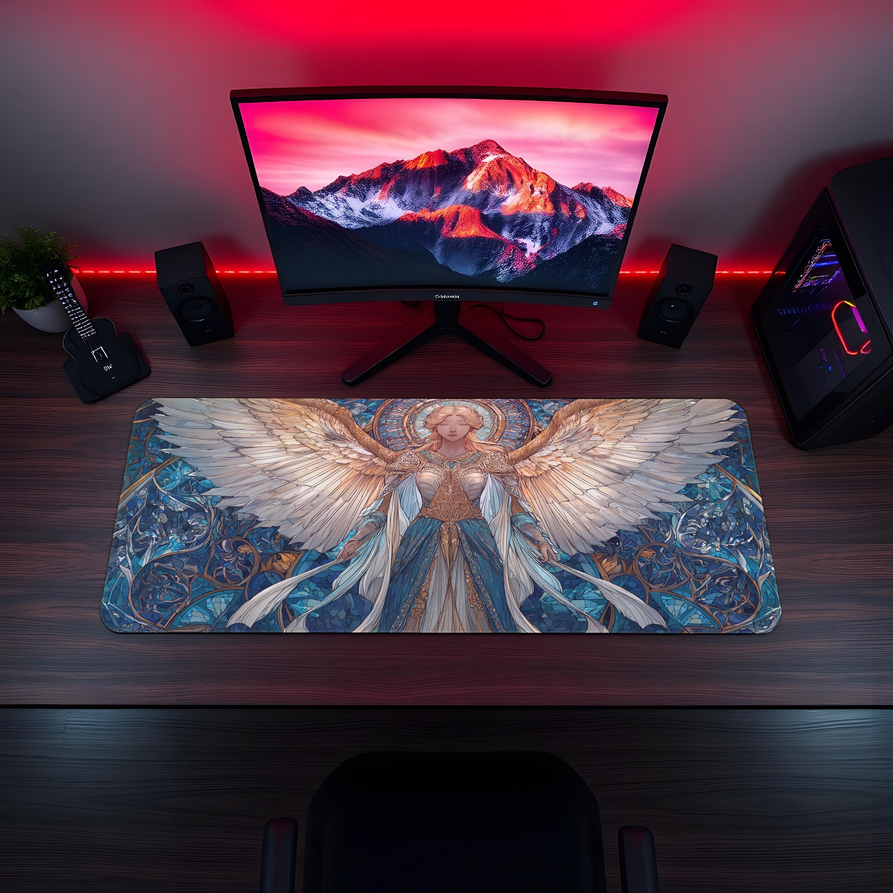 MTG Playmat | Stained Glass Angel Themed Playmat | Unofficial MTG