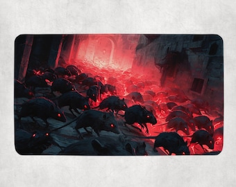 Swarm of Rats Playmat – Dark Sewer Horde with Glowing Eyes Horror Gaming Mat voor MTG YuGiOh, DND Tafelblad RPG-bureaublad Gamer Cadeau