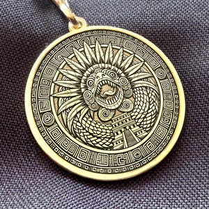 14K Gold Quetzalcoatl Pendant • Aztec Feathered Serpent Necklace • Symbol of Wisdom & Creation • Silver Options