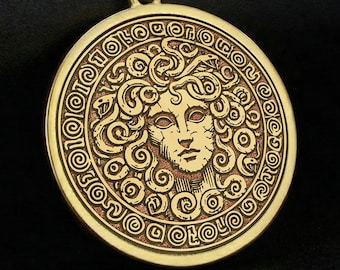 Medusa Gorgon Necklace, 14K Gold or Sterling Silver Greek Mythology Coin Pendant