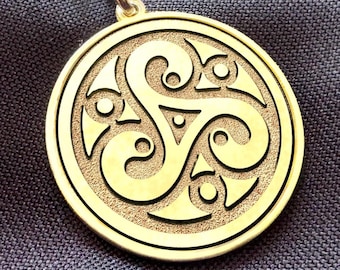 Triskelion Necklace, Solid 14K Gold or Sterling Silver Triple Spiral Medallion