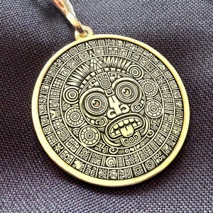 14K Gold Tlaloc Pendant • Aztec Rain God Necklace