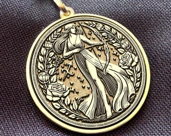 14K Gold Sagittarius Woman Necklace – Archer Goddess Zodiac Pendant – Symbol of Adventure, Freedom & Fire