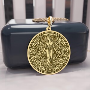 14K Gold Capricorn Woman Necklace