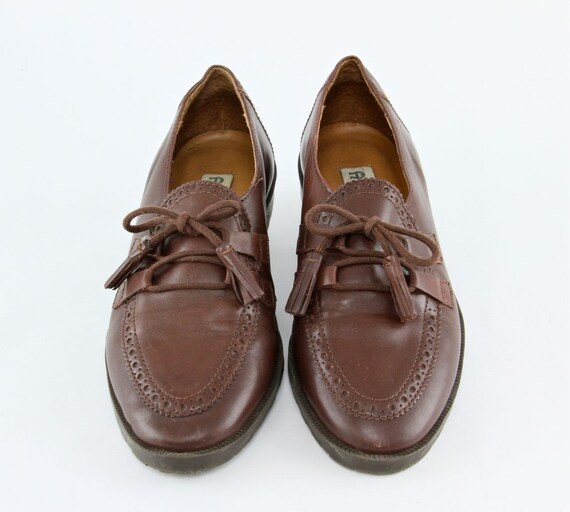 Items similar to 80s Etienne Aigner Tassel Loafers, Brown Brogues Shoes ...