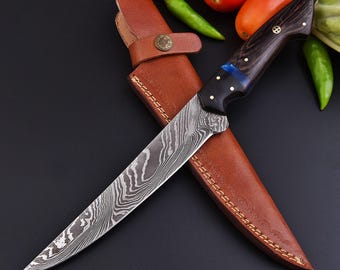 Hand Forged Folded Damascus fillet Knife: Custom Art, High Carbon Steel Blade