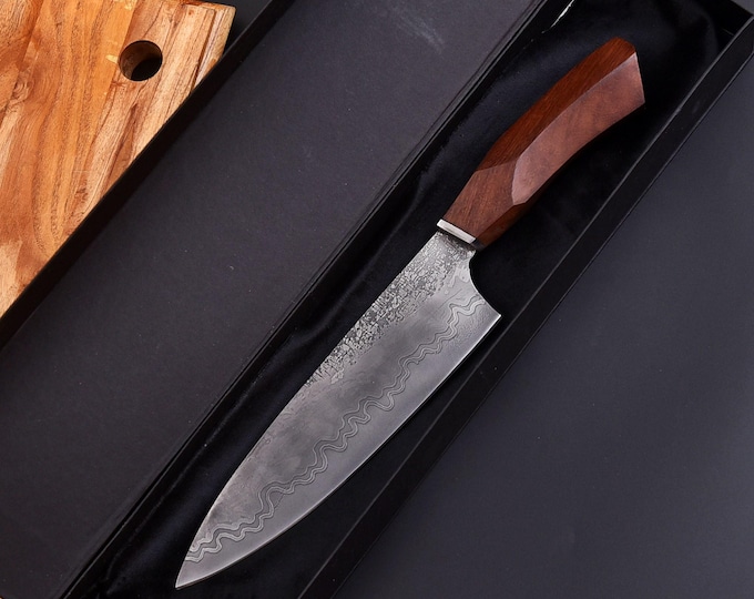Hand Forged Chef Knife: Custom Art, High Carbon Steel Blade gift for all