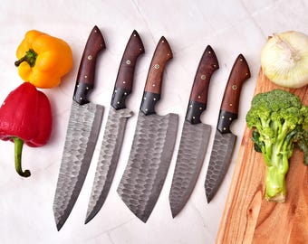 Handmade Damascus Steel Chef Knife Set - Brazilian Rosewood Handle
