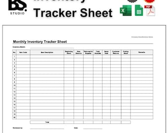 Foglio di monitoraggio dell'inventario: Fogli Google ed Excel (PDF stampabile)
