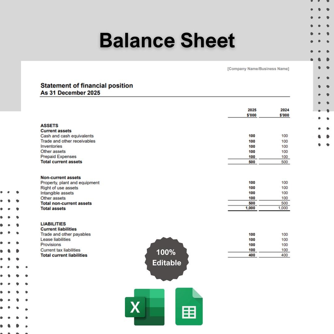 Balance Sheet Template | Excel & Google Sheets | Small Business ...