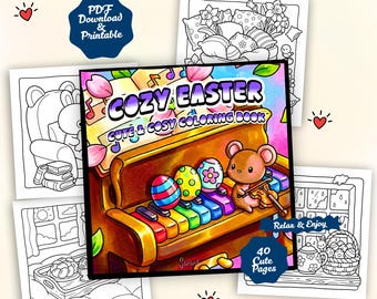 Malbuch für Erwachsene – Niedliche Osterhasen- und Frühlingsmotive, Seiten mit dicken Linien, 40 Designs, Großdruck, Stressabbau (PDF)