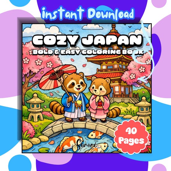 Easy Coloring Book for Adults Cozy Japan– 40 Cute Japanese Drawings, Bold Line Style for Relaxation, Stress Relief & Large Print Art PDF