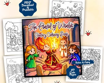 大人のための心地よい塗り絵 – ファンタジー魔法ポータルワールドのシーン、簡単な太線ページ、大きな文字、リラックスできるストレス解消アクティビティ PDF