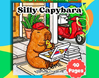 Easy Capybara Coloring Book for Adults – 40 Silly Cute Drawings, Bold ...