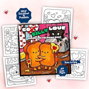 Malbuch für Erwachsene – niedliche und lustige Liebes- und Valentinstagsmotive, 40 Motive in Großdruck, Geschenkidee (PDF) Bild 1