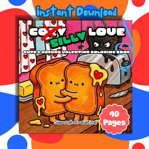 Bold and Easy Valentine Coloring Book: 40 Cute Silly Love Pages, Simple Big Thick Lines for Adults Relaxation, Cozy Valentines Day Gift